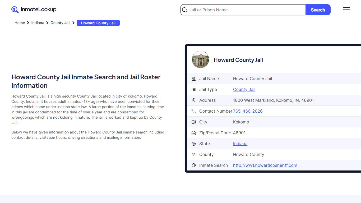 Howard County Jail (IN) Inmate Search Indiana - Inmate Lookup